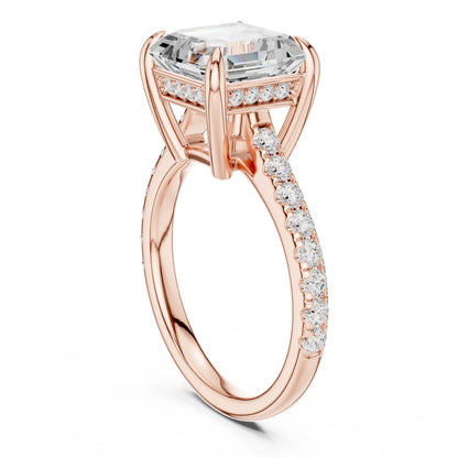 Cushion Lab Grown Diamond Hidden Halo Engagement Ring