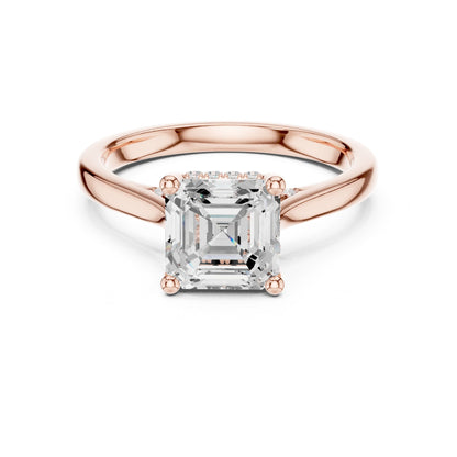 Cushion Lab Grown Diamond Hidden Halo Engagement Ring