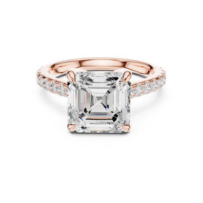 Cushion Lab Grown Diamond Hidden Halo Engagement Ring
