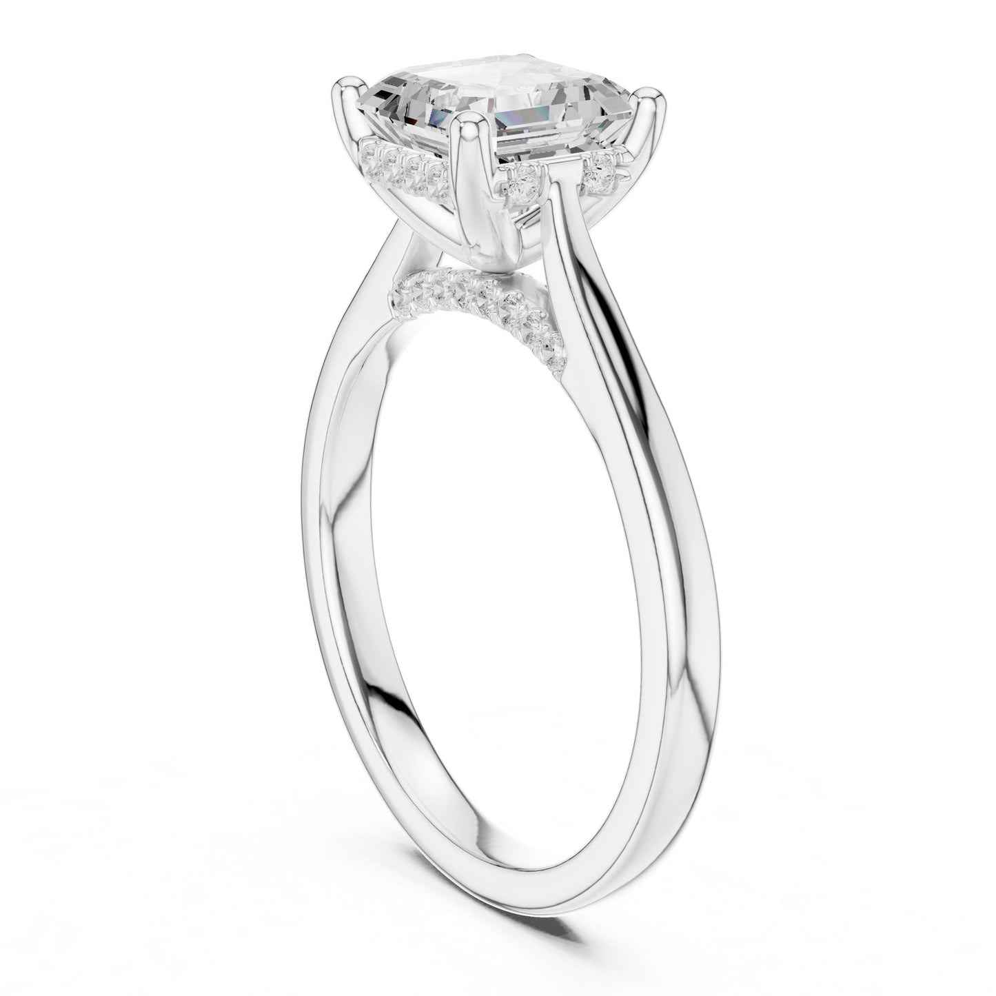 Cushion Lab Grown Diamond Hidden Halo Engagement Ring