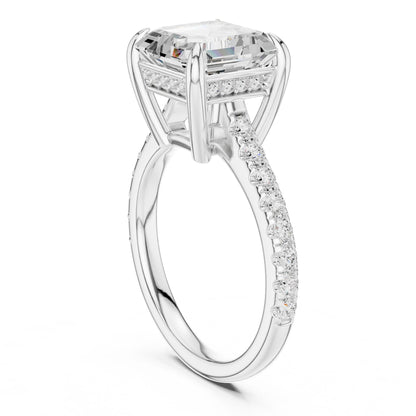 Cushion Lab Grown Diamond Hidden Halo Engagement Ring