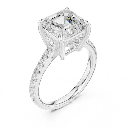 Cushion Lab Grown Diamond Hidden Halo Engagement Ring
