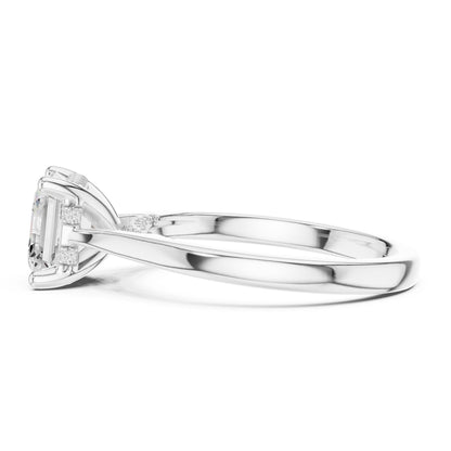 Cushion Lab Grown Diamond Hidden Halo Engagement Ring