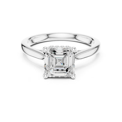 Cushion Lab Grown Diamond Hidden Halo Engagement Ring