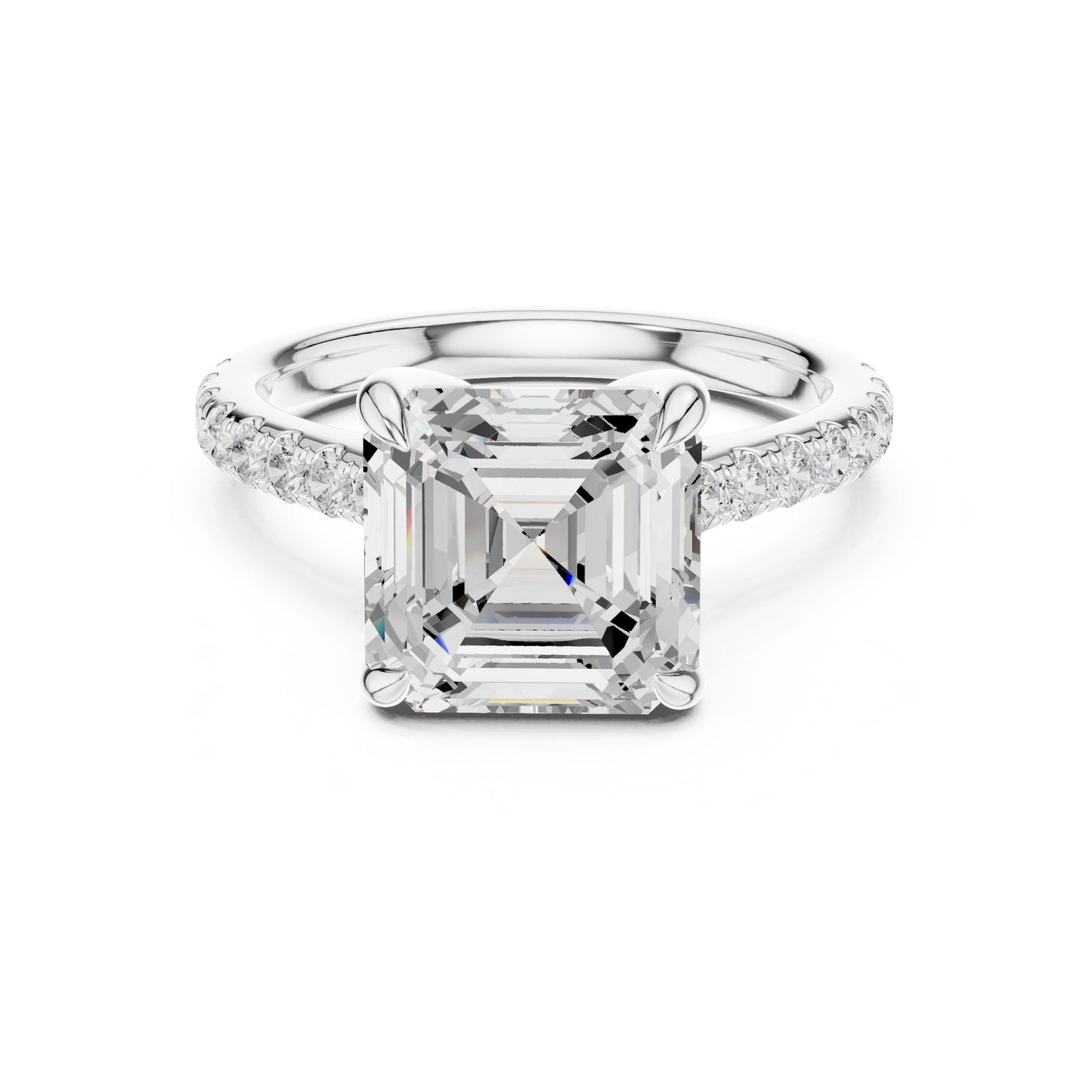 Cushion Lab Grown Diamond Hidden Halo Engagement Ring
