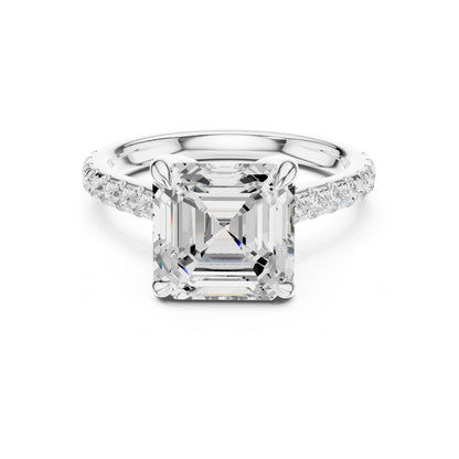 Cushion Lab Grown Diamond Hidden Halo Engagement Ring