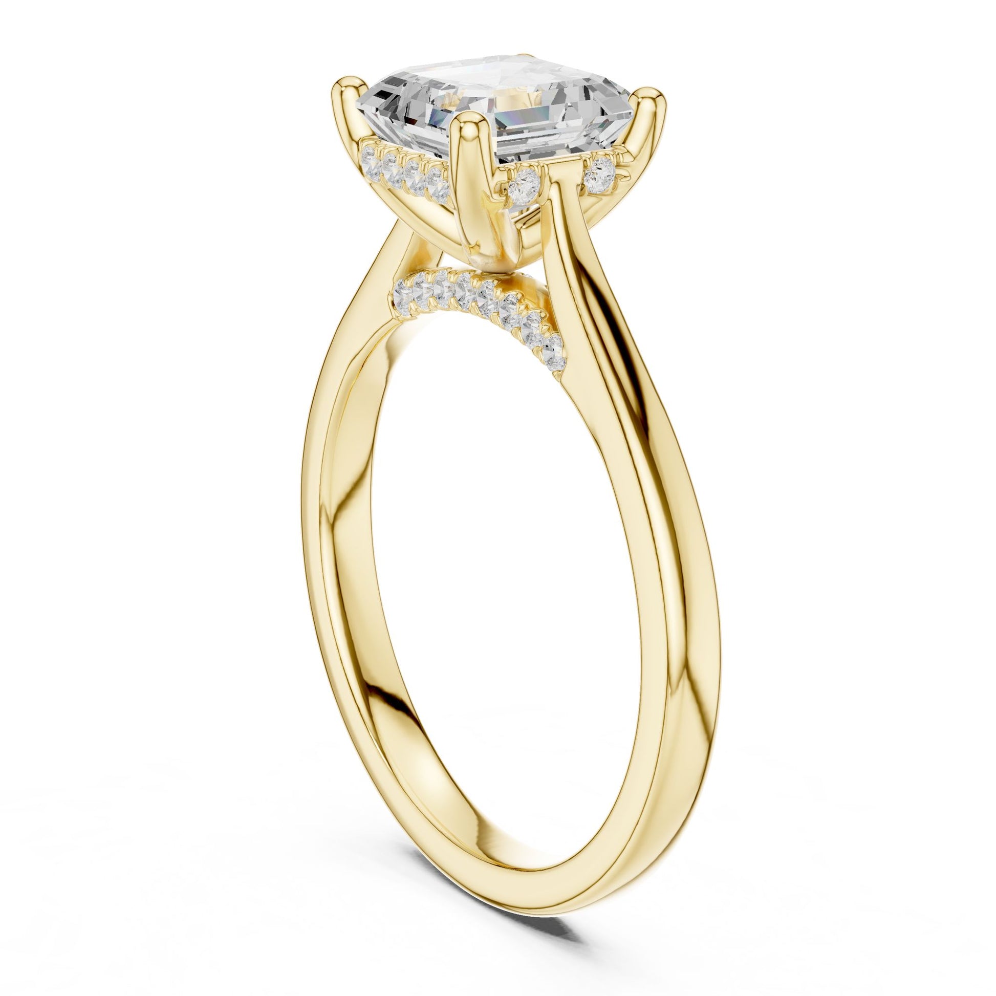 Cushion Lab Grown Diamond Hidden Halo Engagement Ring