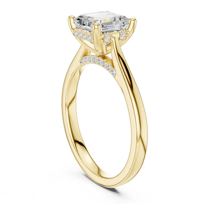 Cushion Lab Grown Diamond Hidden Halo Engagement Ring