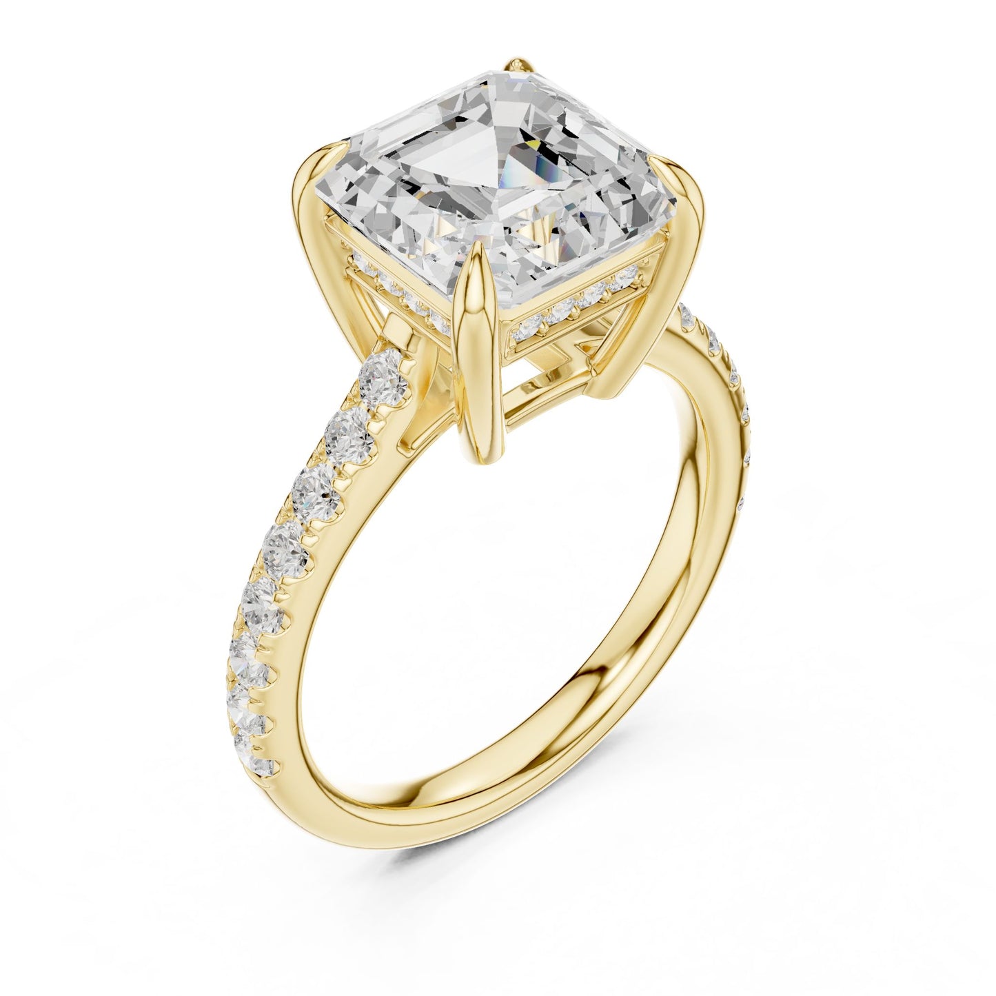 Cushion Lab Grown Diamond Hidden Halo Engagement Ring