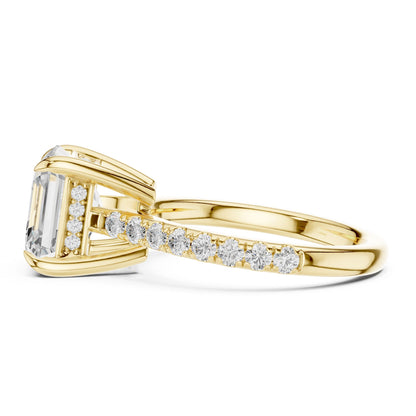 Cushion Lab Grown Diamond Hidden Halo Engagement Ring