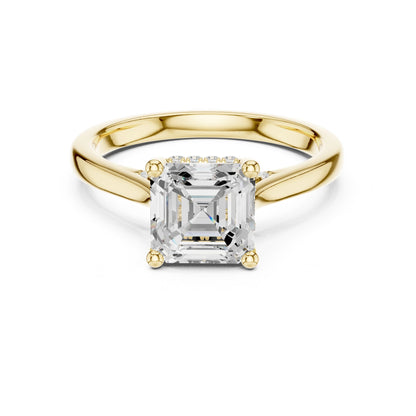 Cushion Lab Grown Diamond Hidden Halo Engagement Ring