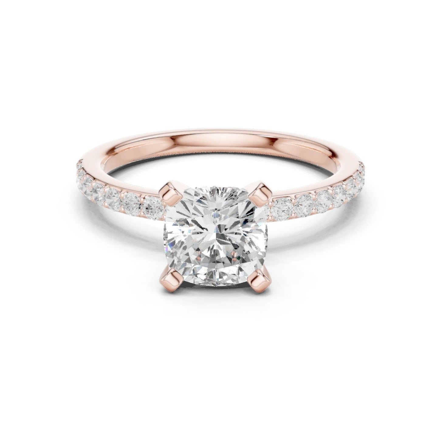 Cushion Lab Grown Diamond Pave Engagement Ring