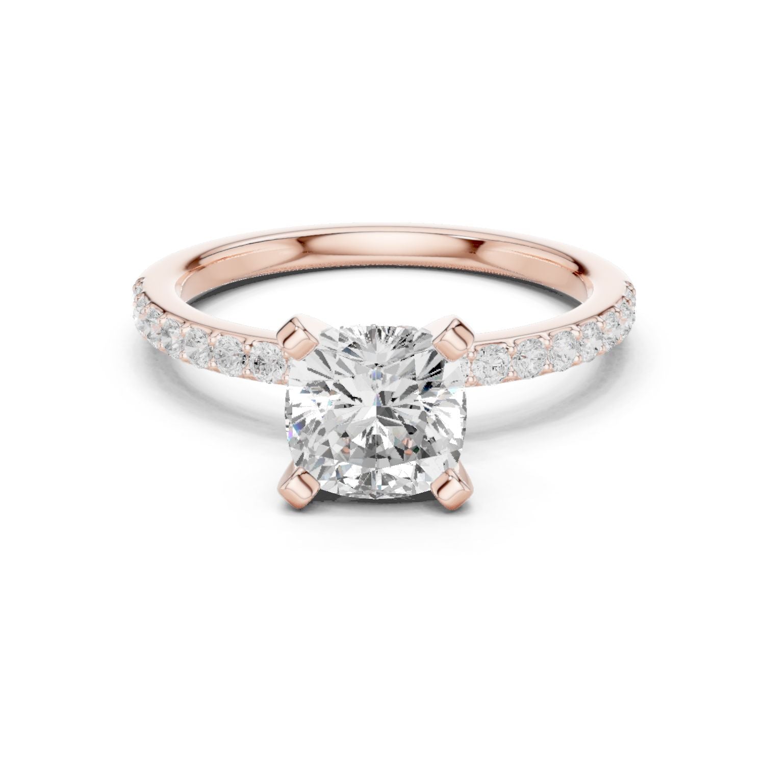 Cushion Lab Grown Diamond Pave Engagement Ring