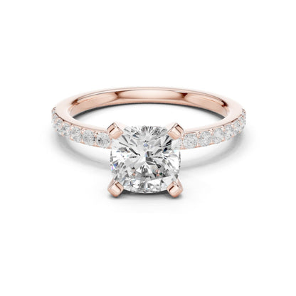 Cushion Lab Grown Diamond Pave Engagement Ring