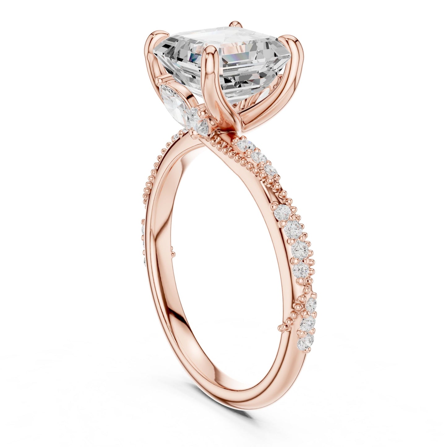 Cushion Lab Grown Diamond Pave Engagement Ring