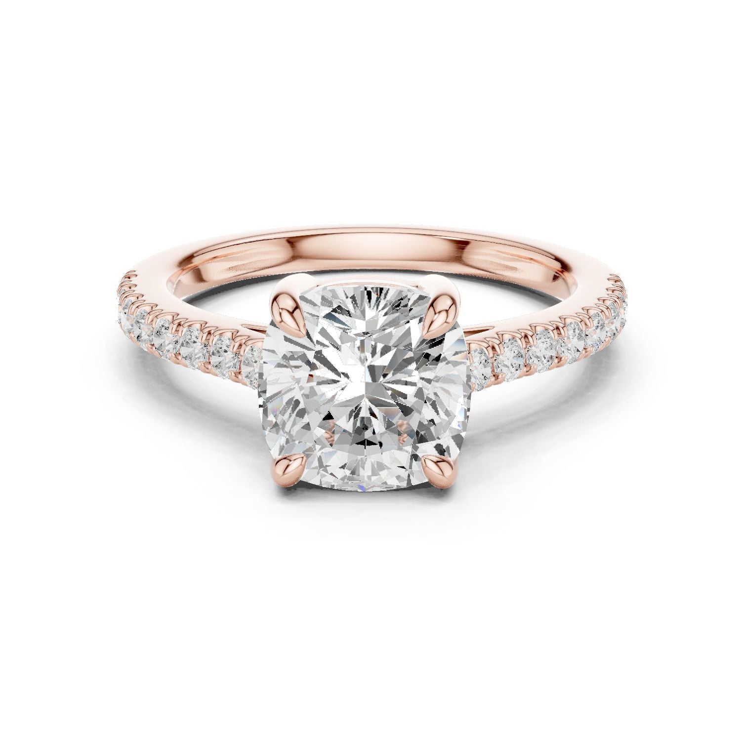 Cushion Lab Grown Diamond Pave Engagement Ring