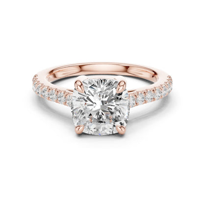 Cushion Lab Grown Diamond Pave Engagement Ring