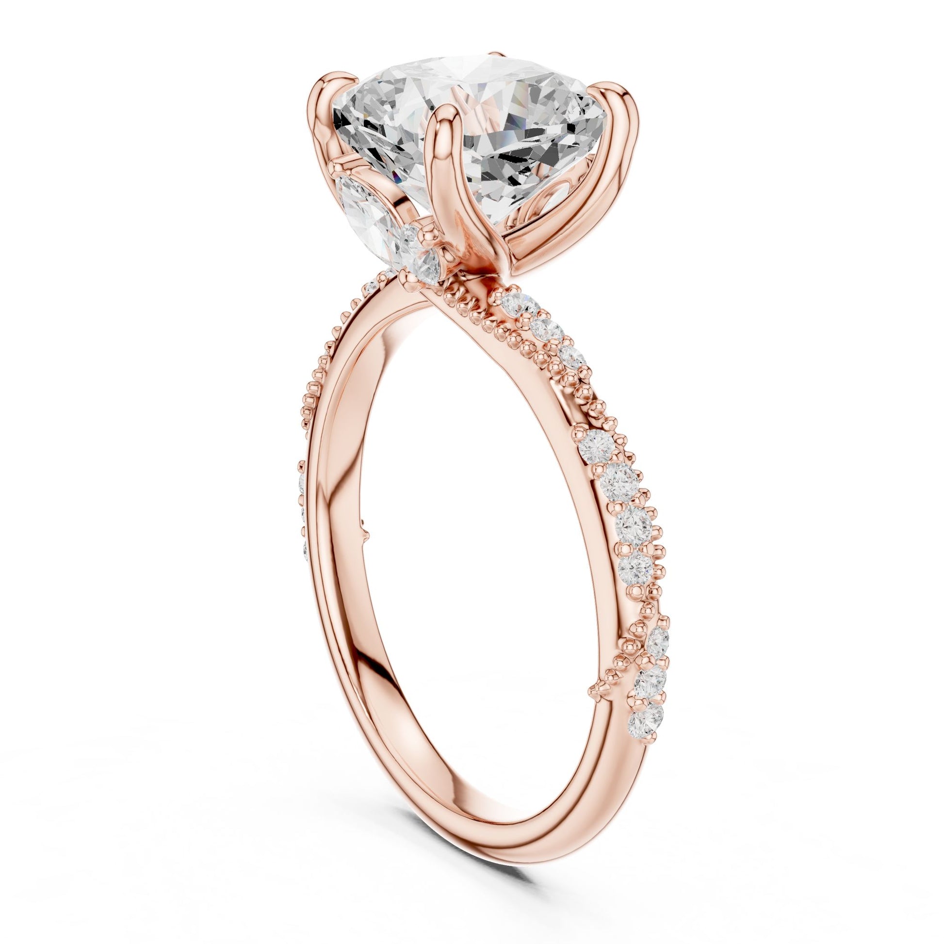 Cushion Lab Grown Diamond Pave Engagement Ring