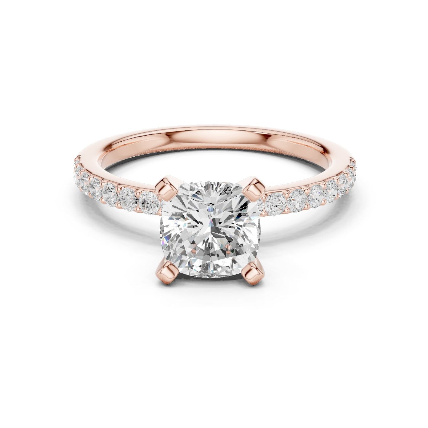 Cushion Lab Grown Diamond Pave Engagement Ring