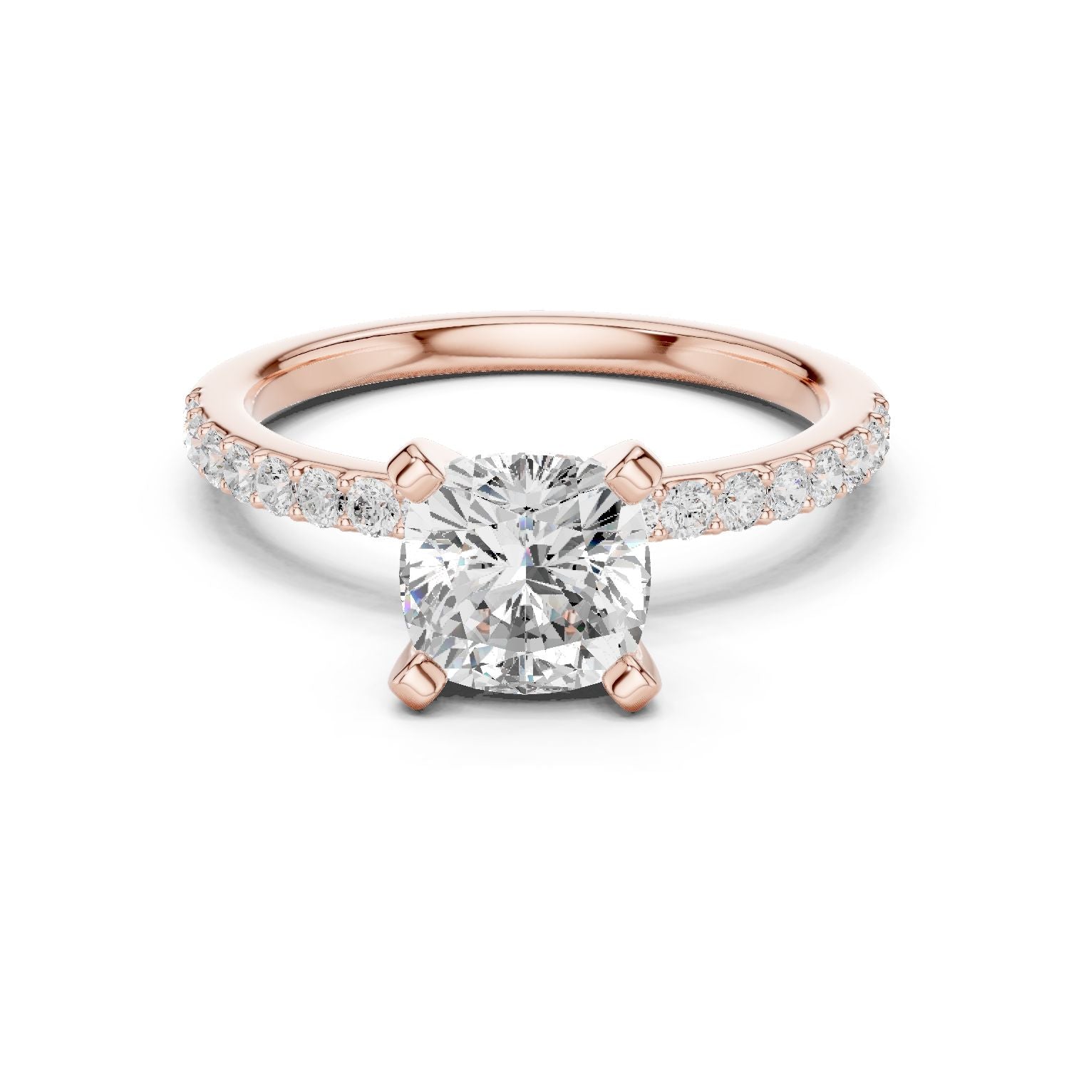 Cushion Lab Grown Diamond Pave Engagement Ring