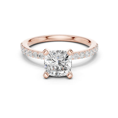 Cushion Lab Grown Diamond Pave Engagement Ring