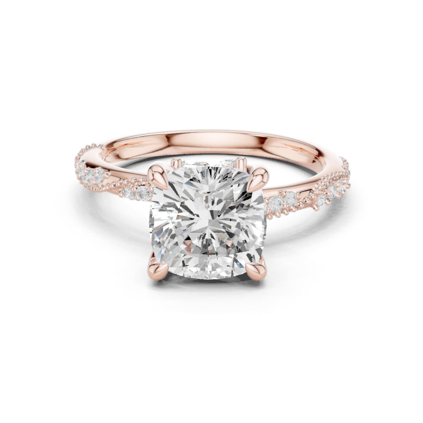 Cushion Lab Grown Diamond Pave Engagement Ring