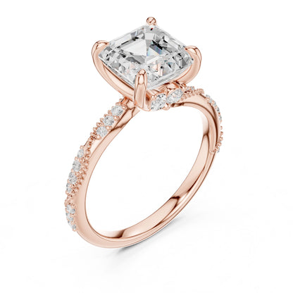 Cushion Lab Grown Diamond Pave Engagement Ring
