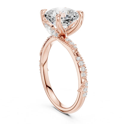 Cushion Lab Grown Diamond Pave Engagement Ring