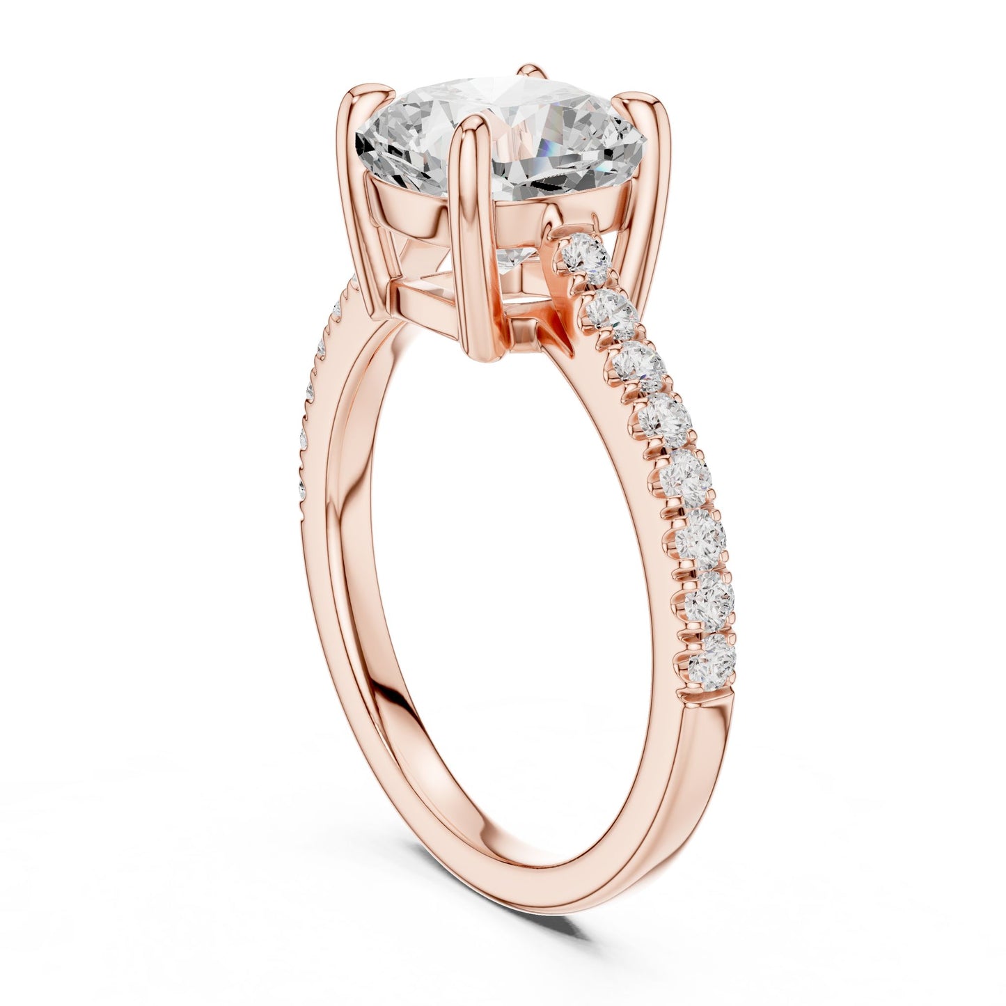 Cushion Lab Grown Diamond Pave Engagement Ring