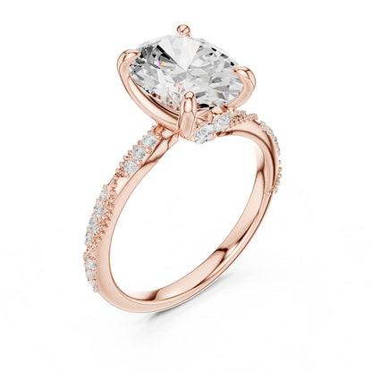 Cushion Lab Grown Diamond Pave Engagement Ring
