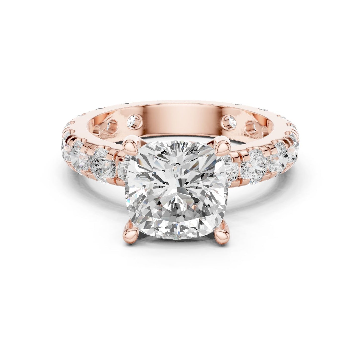 Cushion Lab Grown Diamond Pave Engagement Ring