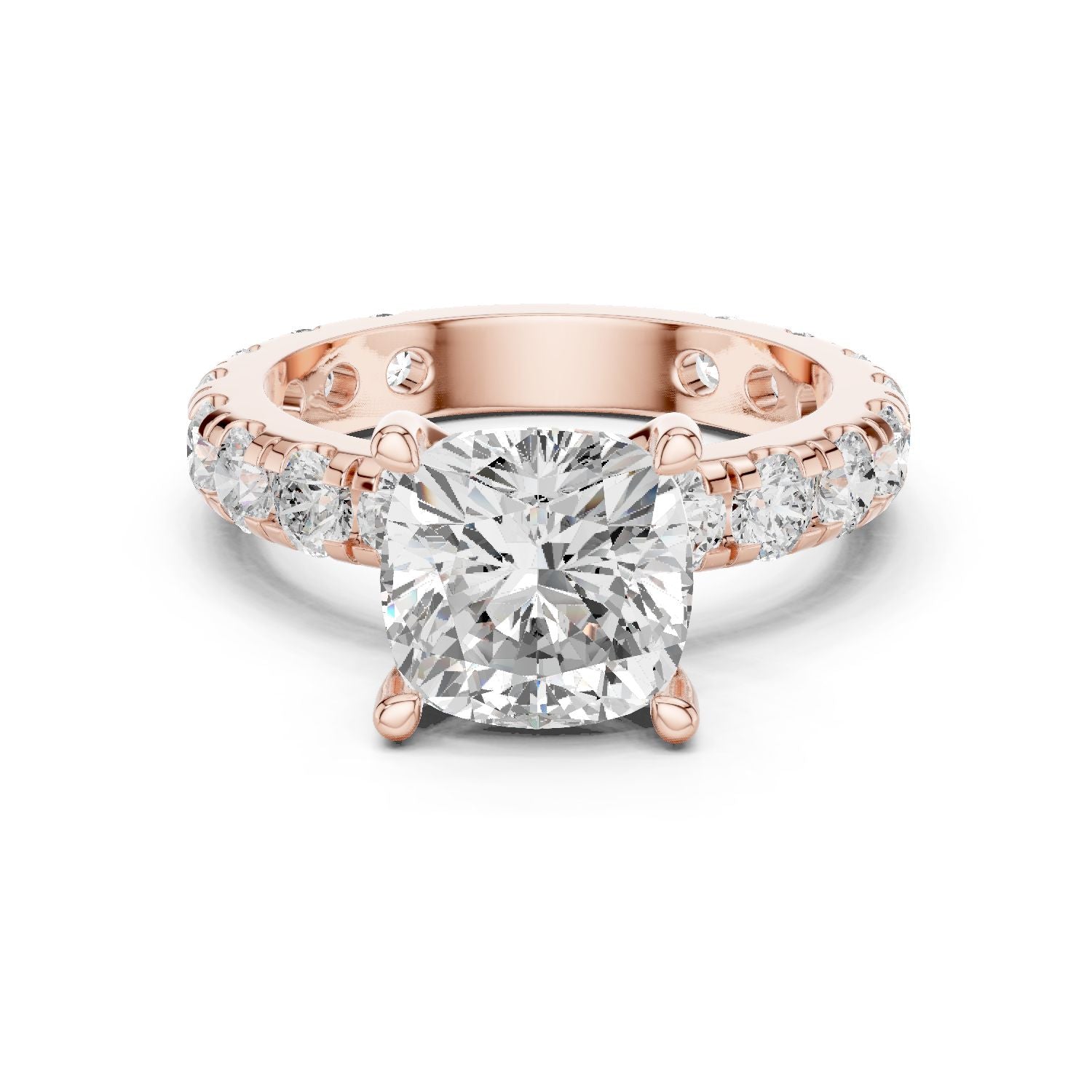 Cushion Lab Grown Diamond Pave Engagement Ring