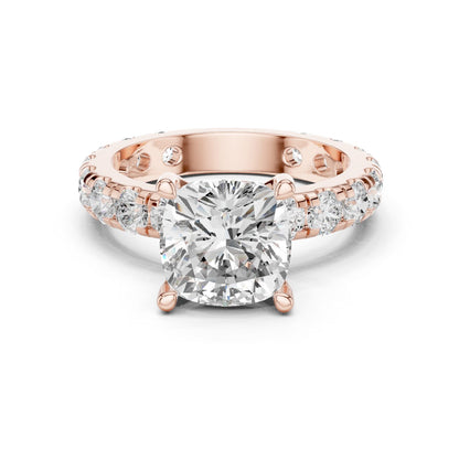 Cushion Lab Grown Diamond Pave Engagement Ring