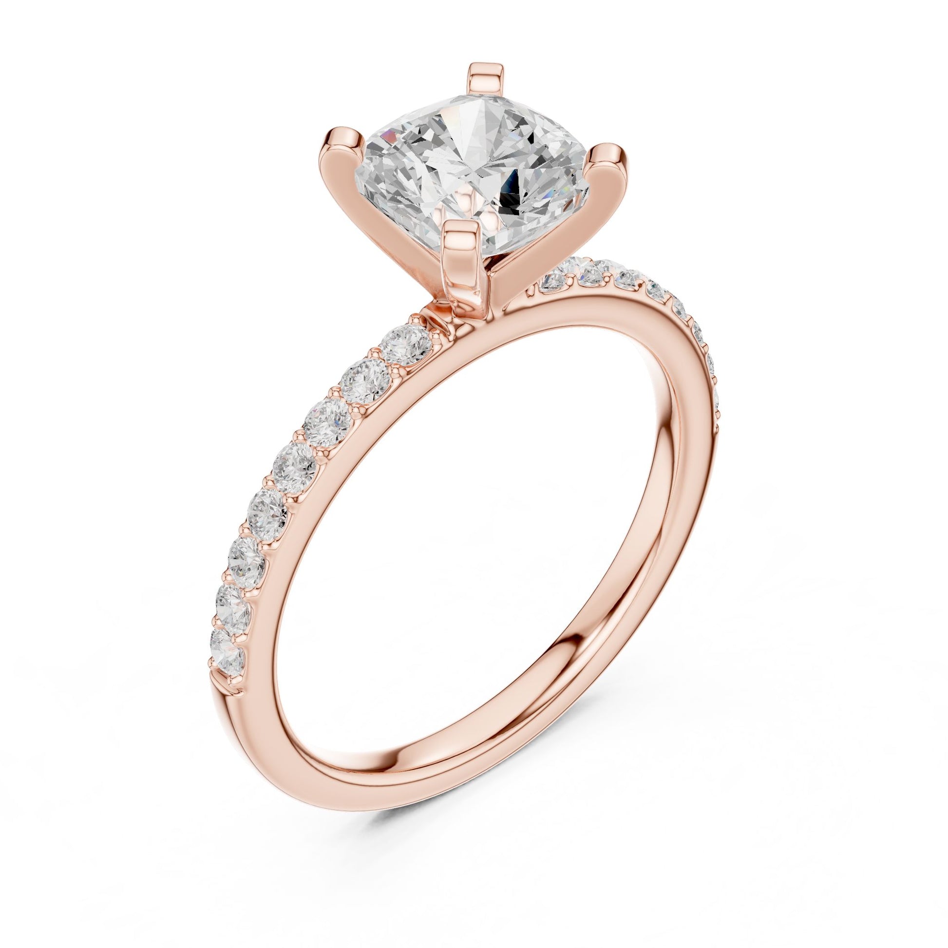 Cushion Lab Grown Diamond Pave Engagement Ring