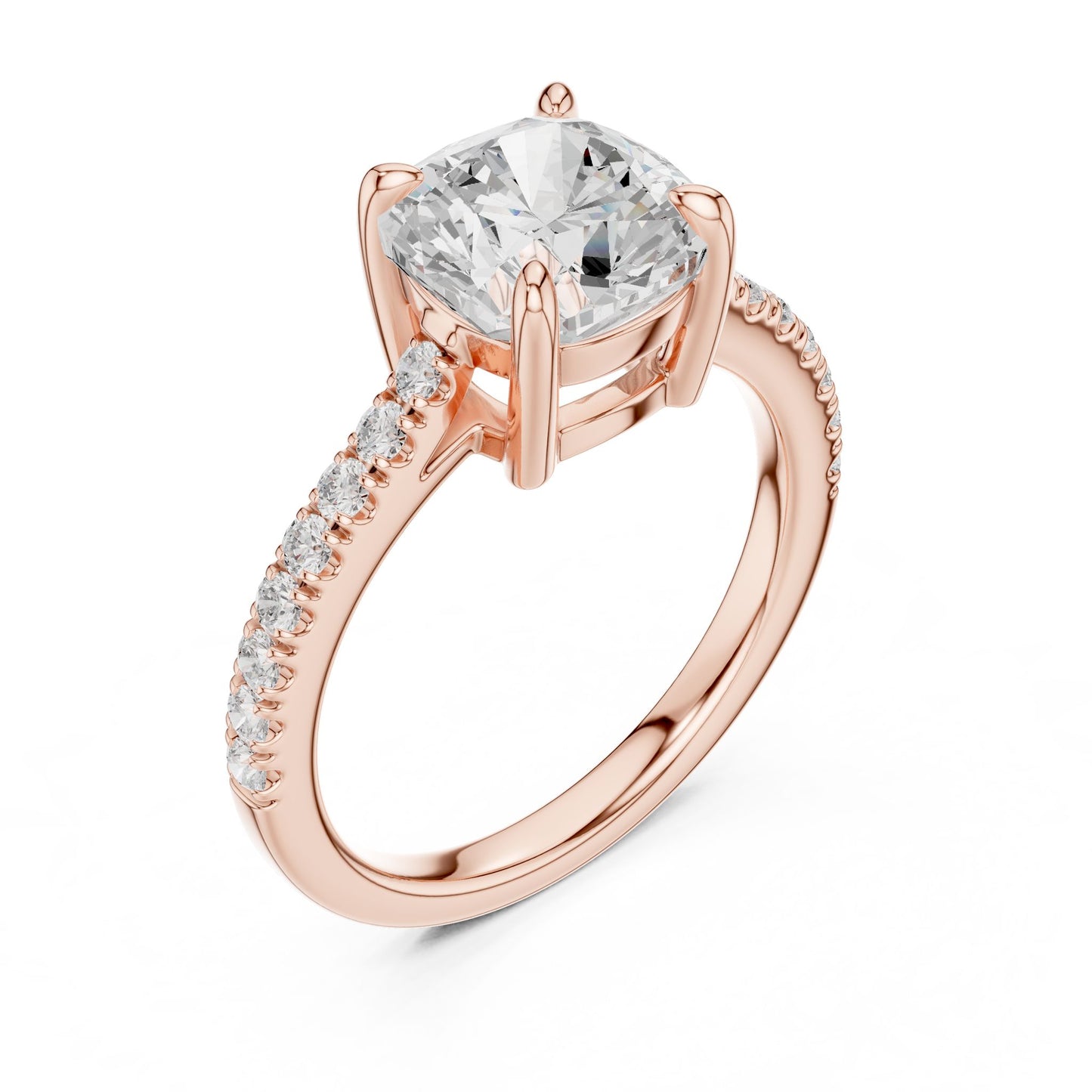 Cushion Lab Grown Diamond Pave Engagement Ring