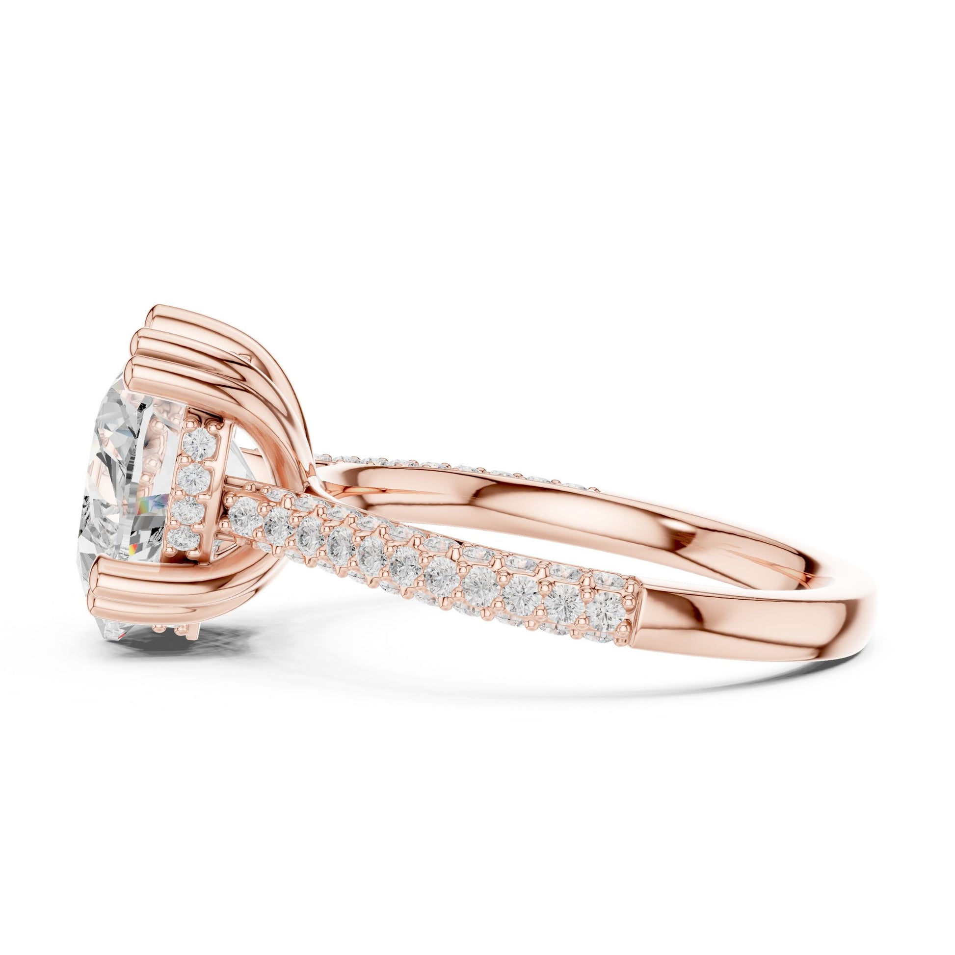 Cushion Lab Grown Diamond Pave Engagement Ring