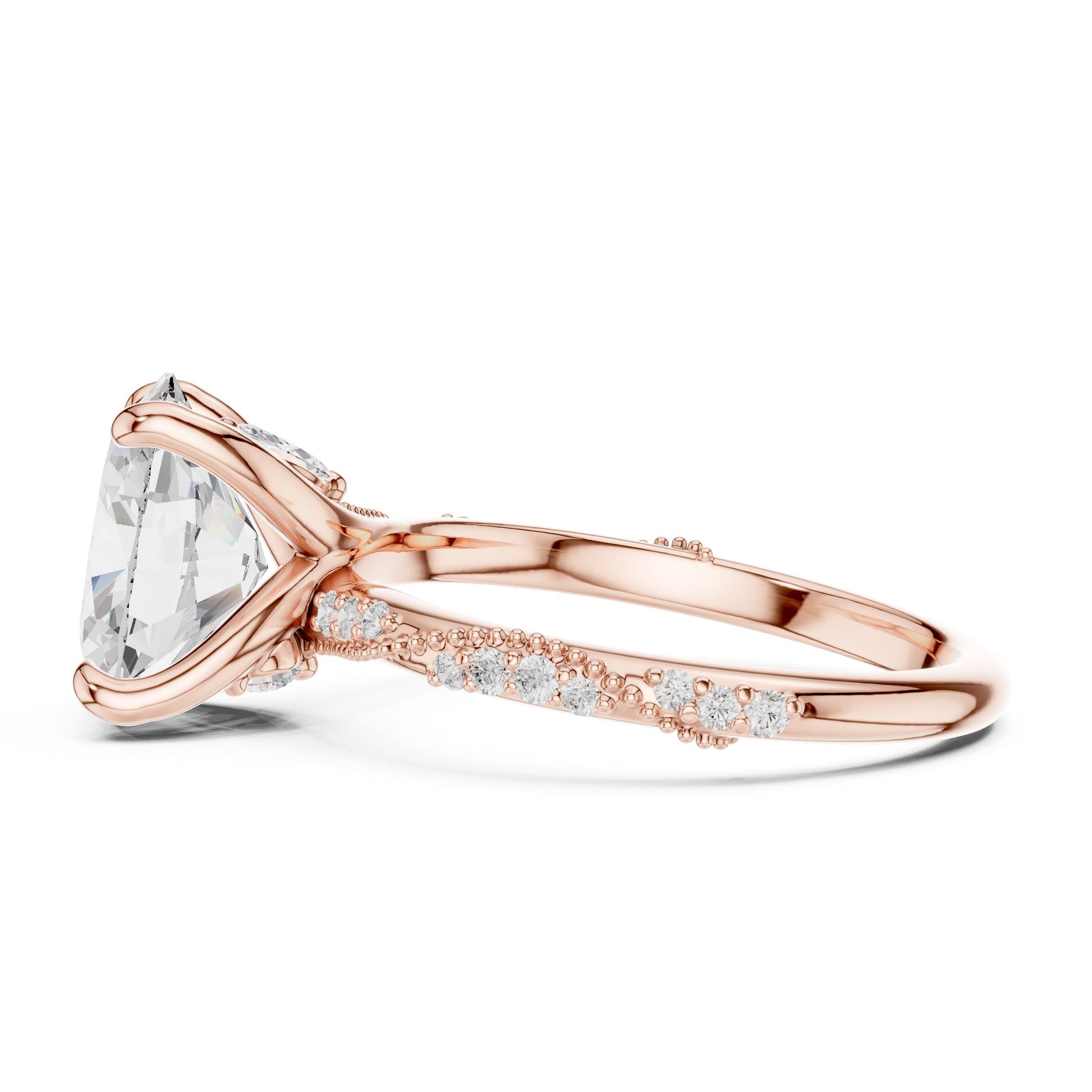 Cushion Lab Grown Diamond Pave Engagement Ring
