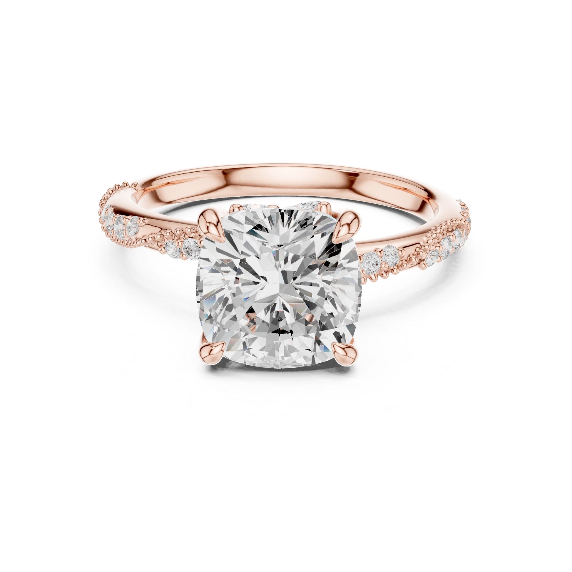 Cushion Lab Grown Diamond Pave Engagement Ring