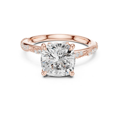Cushion Lab Grown Diamond Pave Engagement Ring