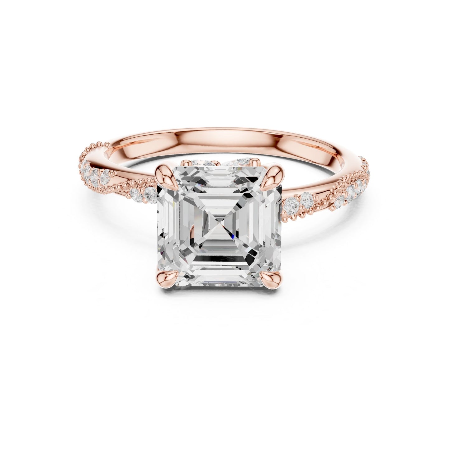 Cushion Lab Grown Diamond Pave Engagement Ring
