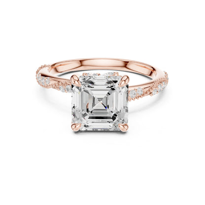 Cushion Lab Grown Diamond Pave Engagement Ring