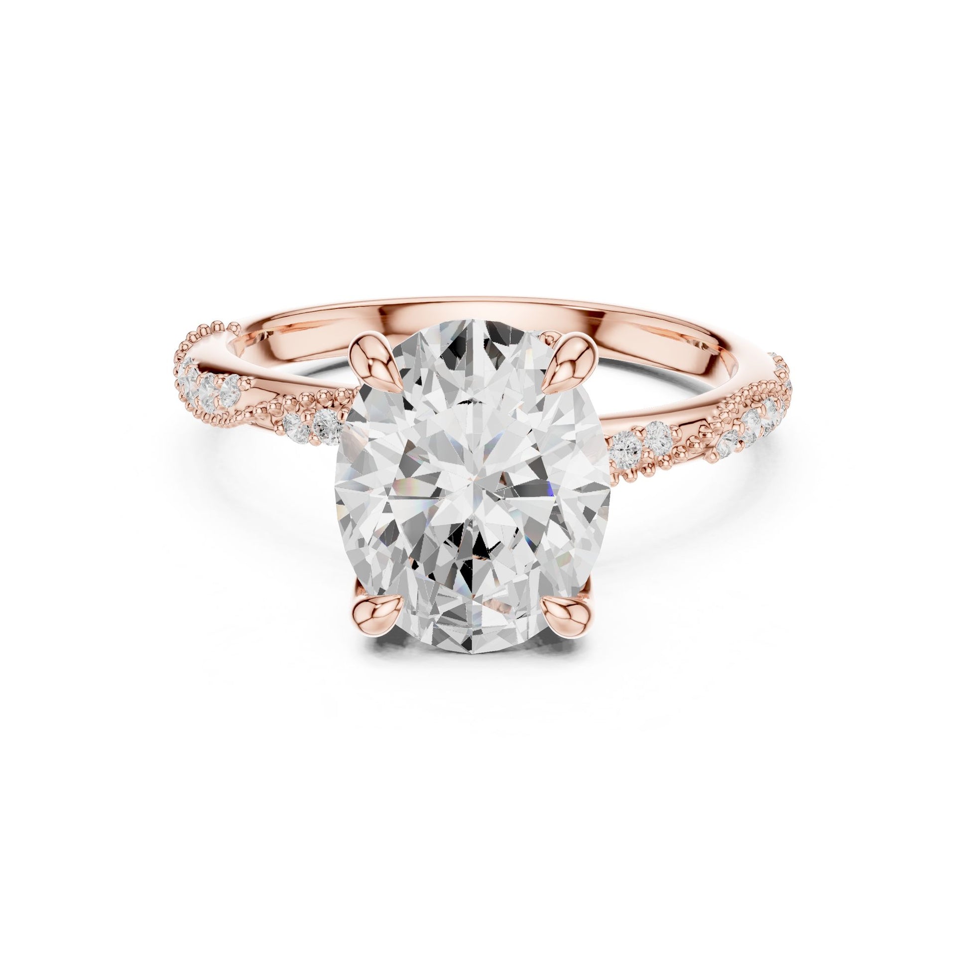 Cushion Lab Grown Diamond Pave Engagement Ring