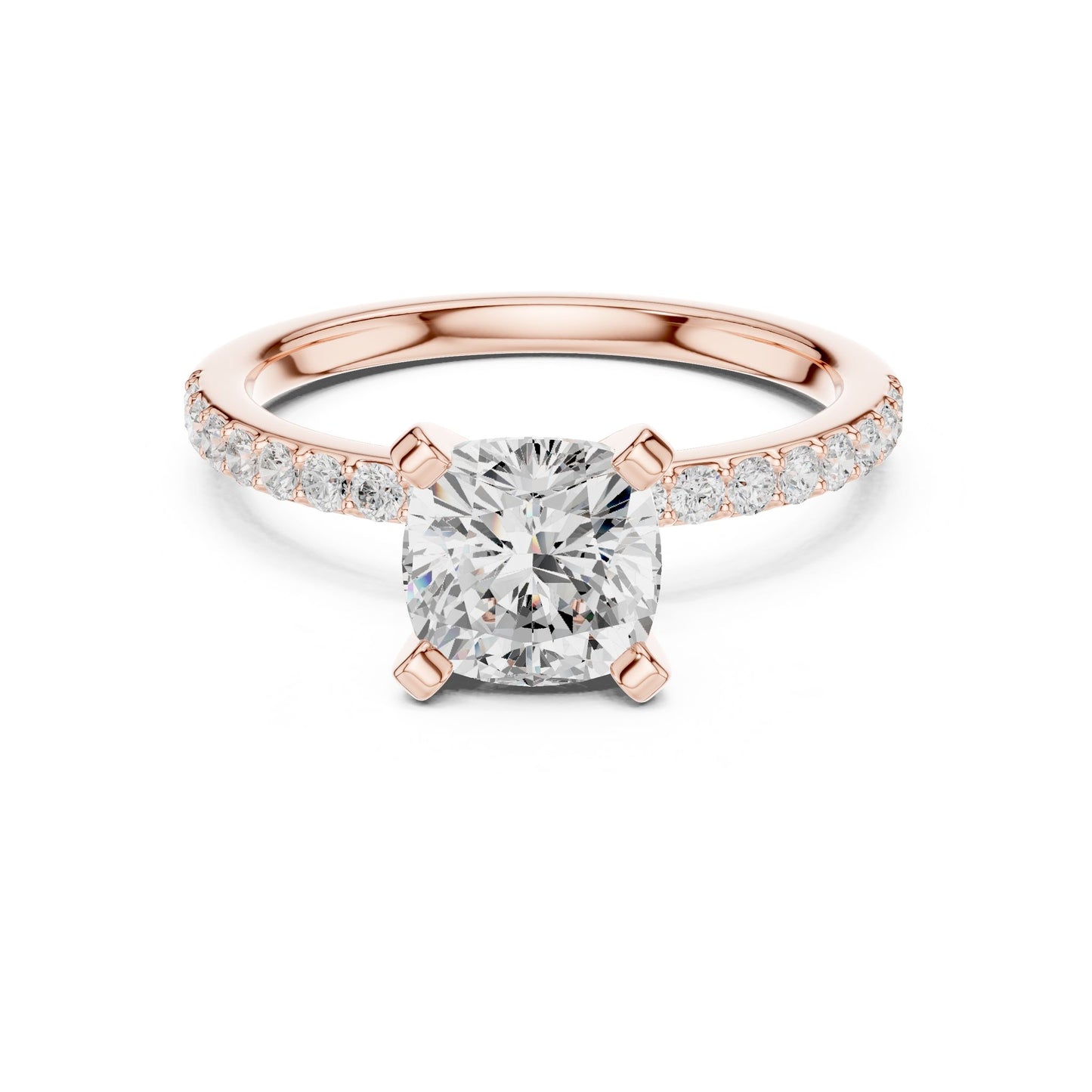 Cushion Lab Grown Diamond Pave Engagement Ring