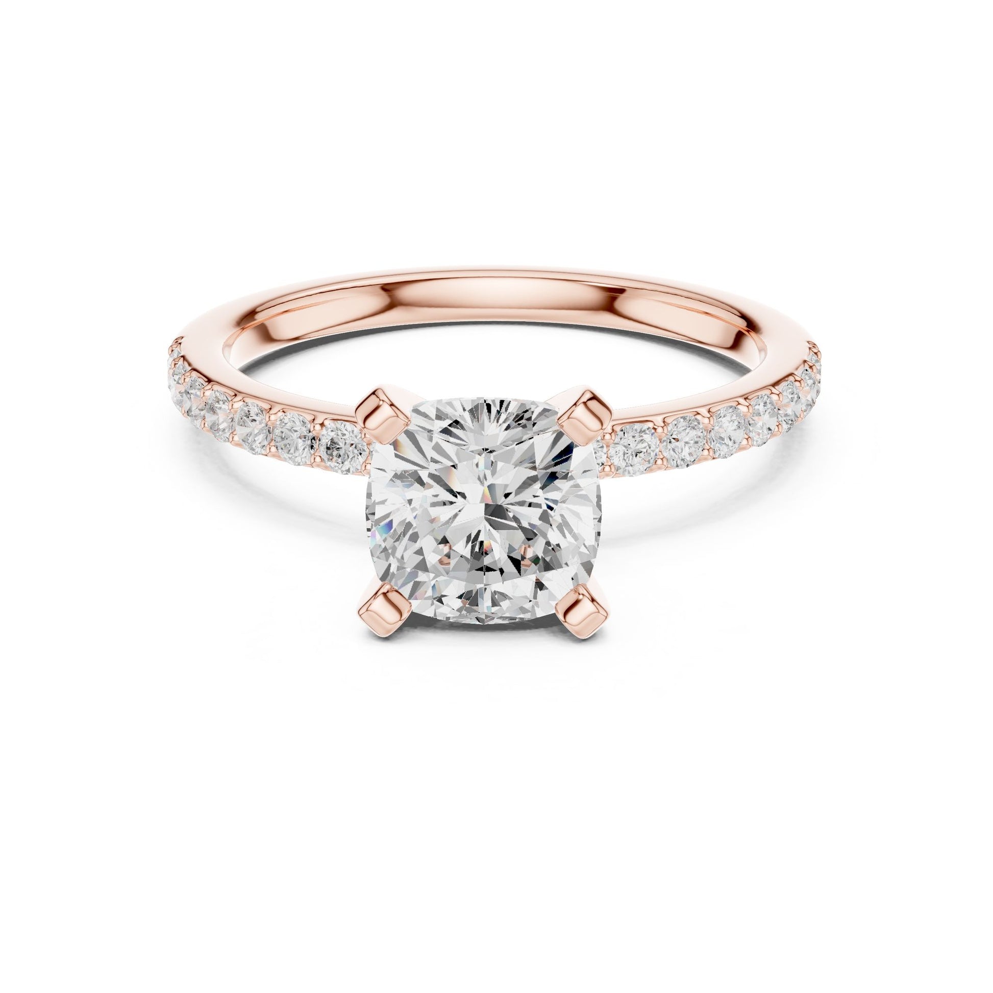 Cushion Lab Grown Diamond Pave Engagement Ring