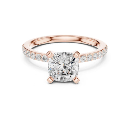 Cushion Lab Grown Diamond Pave Engagement Ring