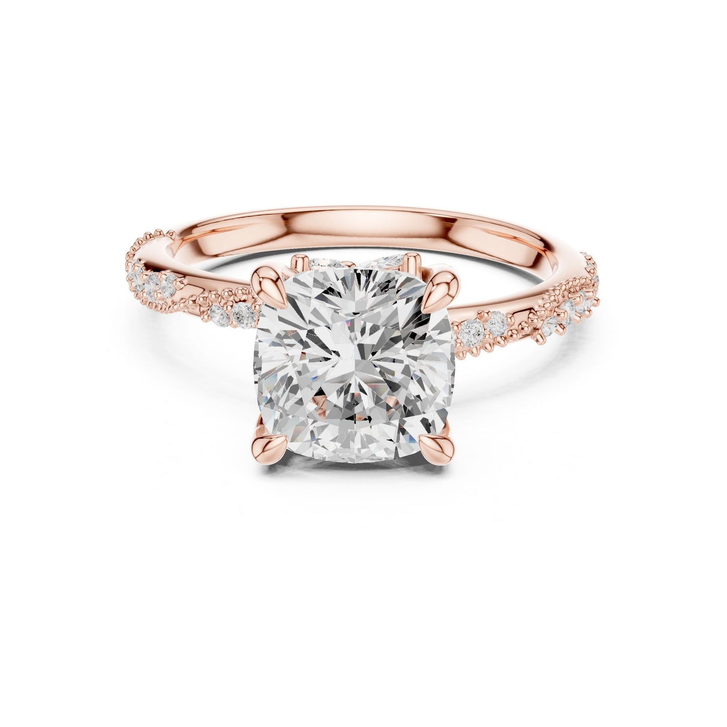 Cushion Lab Grown Diamond Pave Engagement Ring