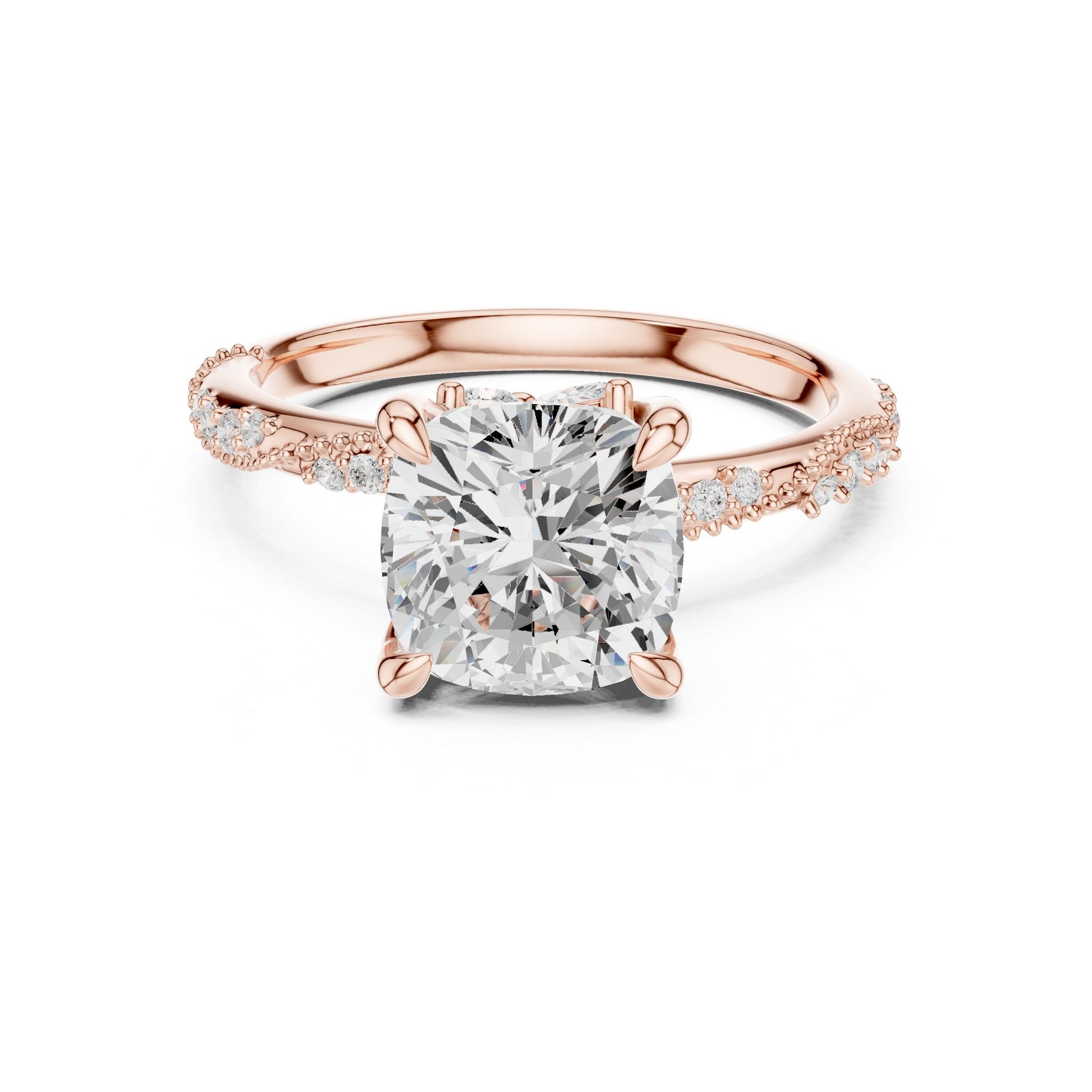 Cushion Lab Grown Diamond Pave Engagement Ring