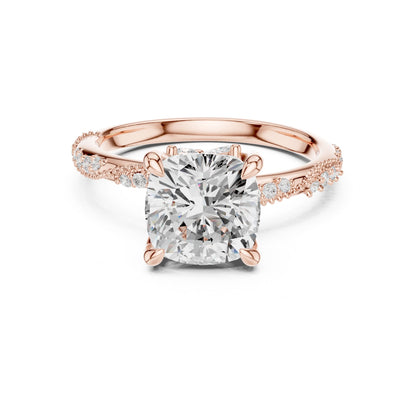 Cushion Lab Grown Diamond Pave Engagement Ring