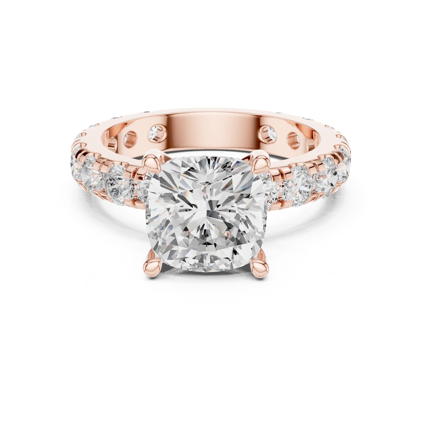 Cushion Lab Grown Diamond Pave Engagement Ring