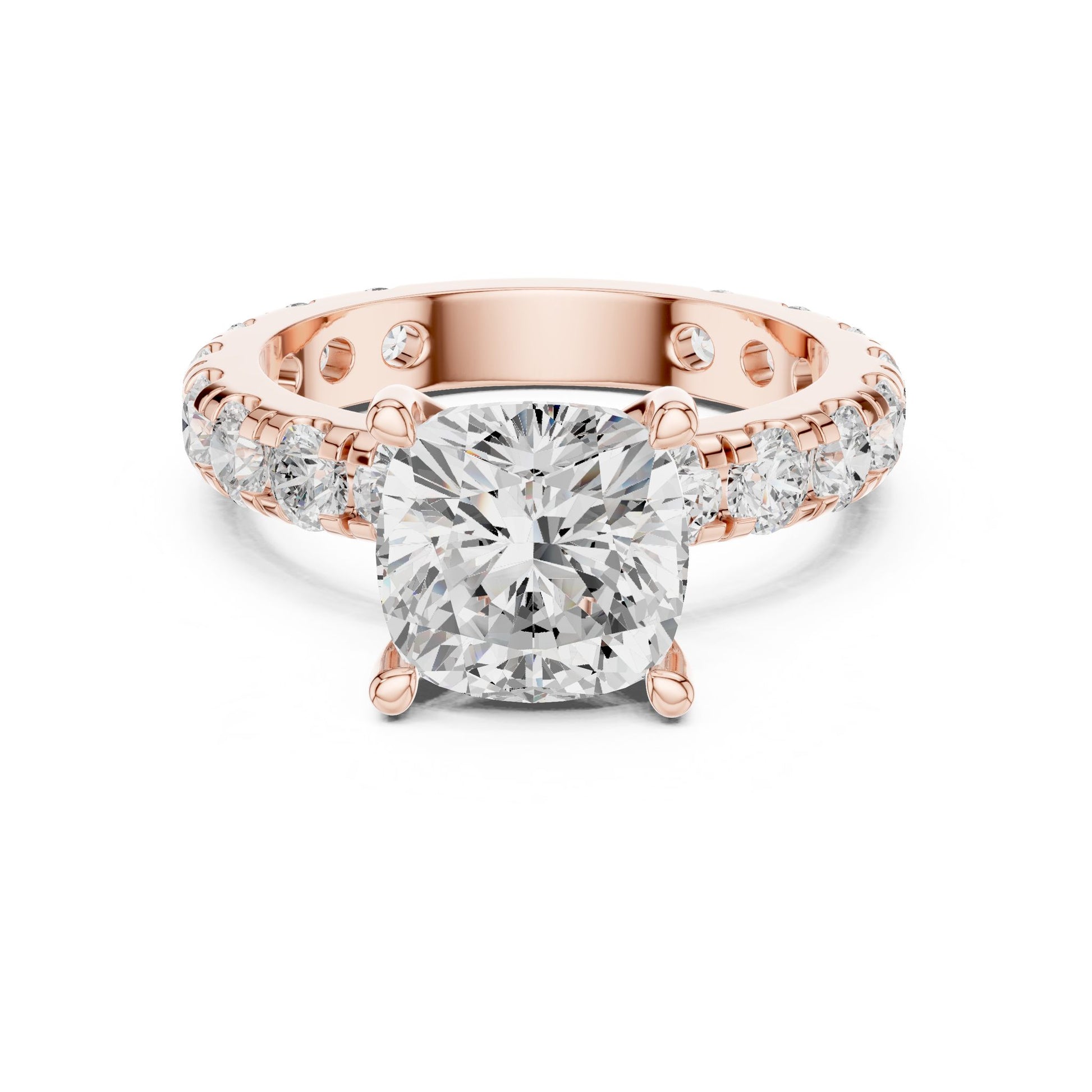 Cushion Lab Grown Diamond Pave Engagement Ring